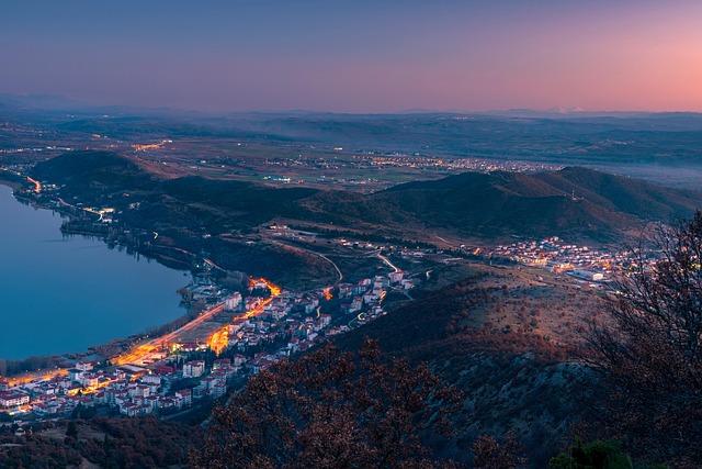 town, nature, lake, travel, rural, night, greece
