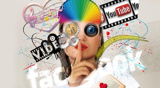 social media, interaction, tiktok, woman, abstract, head, media, youtube, lens, multimedia, advertising, entertainment, media hype, marketing, creativity, influencer, lifestyle